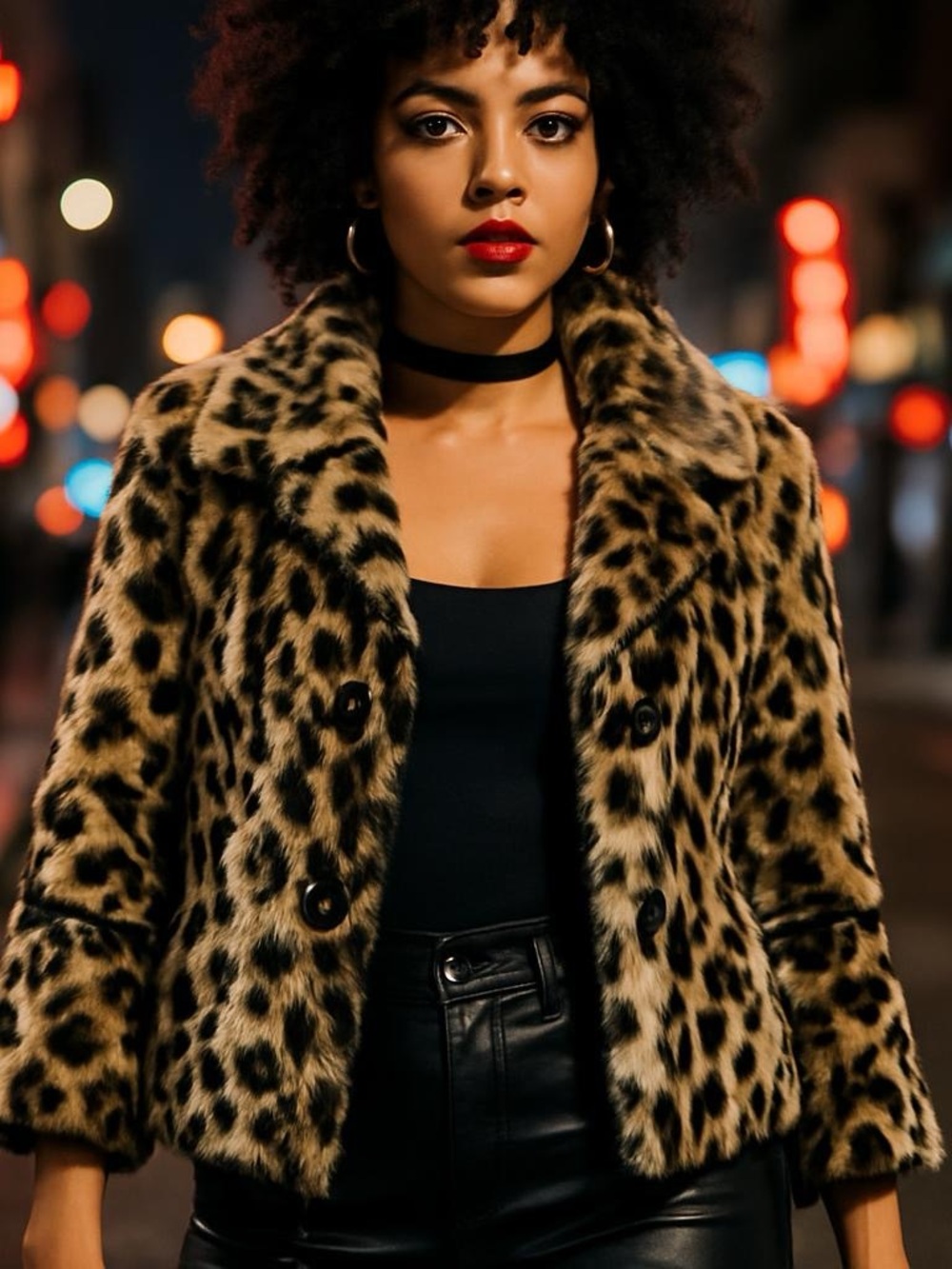Laundry by Shelli Segal Leopard Faux‎ Fur Cropped Jacket Coat XS Animal Print
